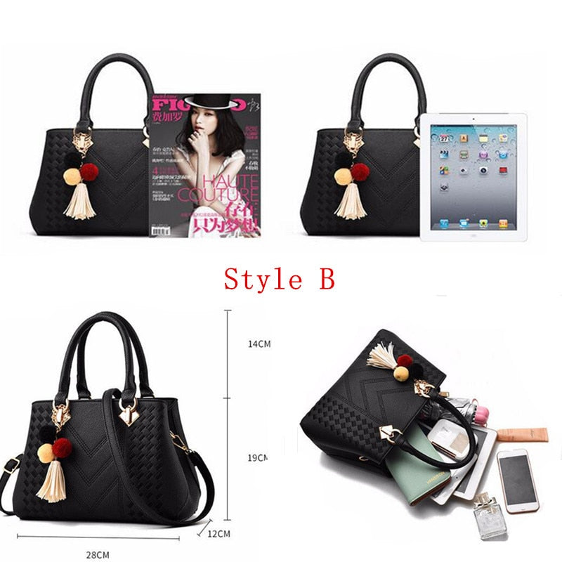 Fashion Women Handbags Leather Totes Bag Top-handle Embroidery Crossbody Bag Shoulder Bag Lady Simple Style Hand Bags