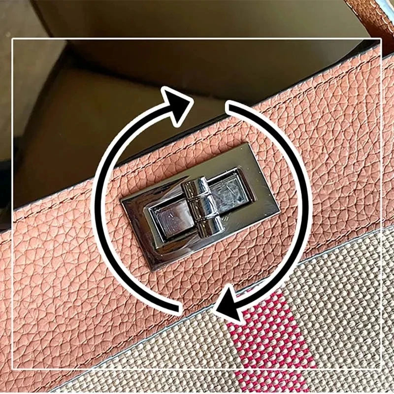 Striped Canvas Leather Womens Bag Female HandBags Shoulder Women Bags Casual Totes Sac Main Femme Bags For Women Bolas